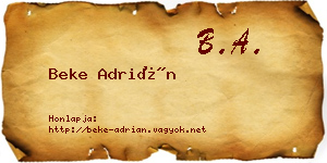 Beke Adrián névjegykártya